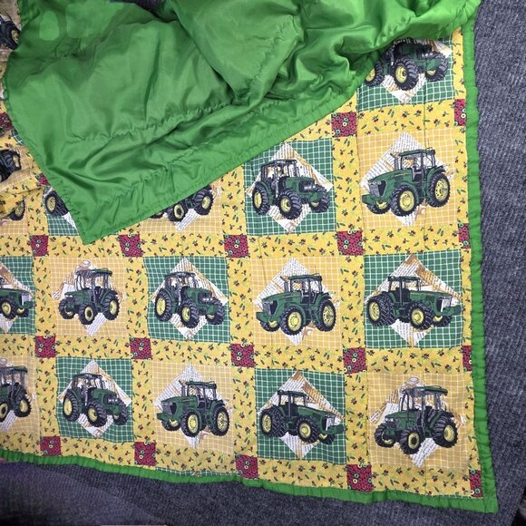 Handmade Other - John Deere Toddler Quilted Comforter Play Lap Blanket Green Tractor Handmade